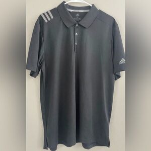 Adidas XL Black Performance Polo Shirt 3 Stripe Golf Top